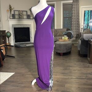 Mac Duggal Purple Asymmetrical One-Shoulder Gown